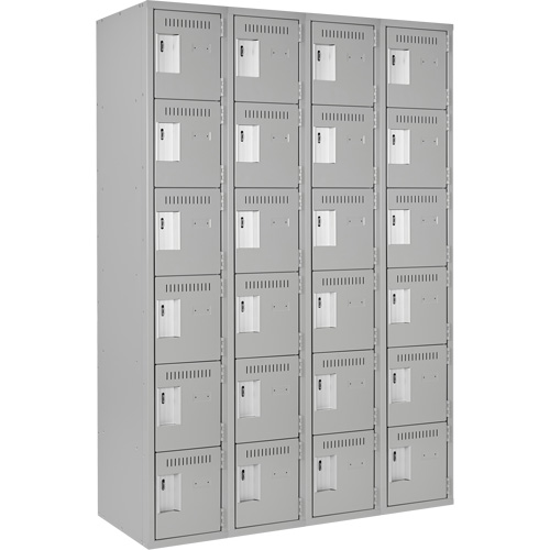 Clean Line Lockerettes, 6 -tier, Bank of 4, 48" x 18" x 72", Steel, Grey, Rivet (Assembled) Nuna Depot Inc.
