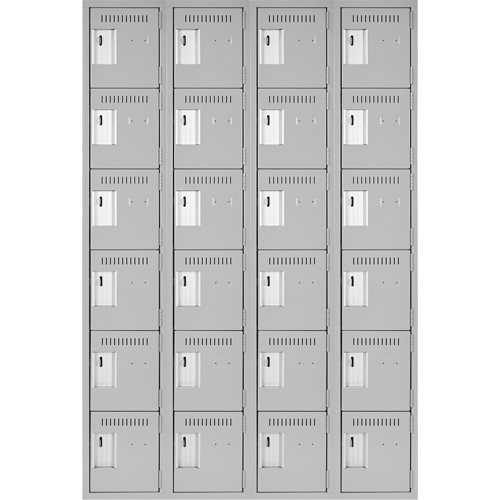 Clean Line Lockerettes, 6 -tier, Bank of 4, 48" x 18" x 72", Steel, Grey, Rivet (Assembled) Nuna Depot Inc.