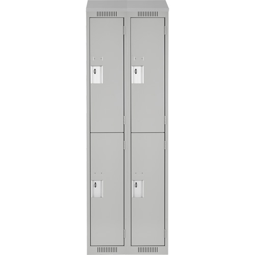 Clean Line Lockers, 2 -tier, Bank of 2, 24" x 18" x 78", Steel, Grey, Rivet (Assembled) Nuna Depot Inc.