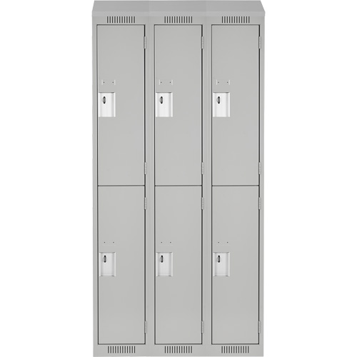 Clean Line Lockers, 2 -tier, Bank of 3, 36" x 18" x 78", Steel, Grey, Rivet (Assembled) Nuna Depot Inc.