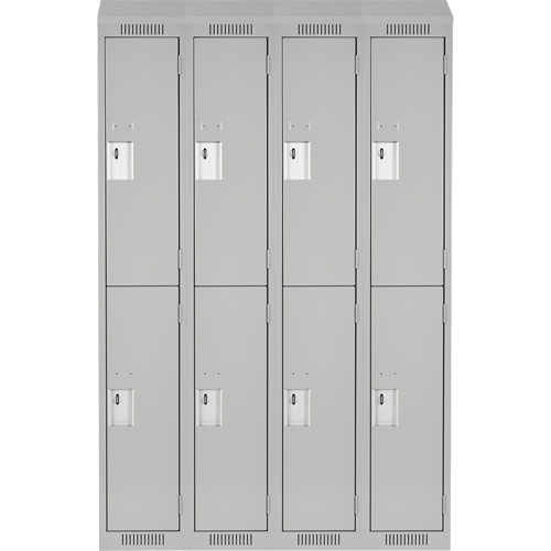 Clean Line Lockers, 2 -tier, Bank of 4, 48" x 18" x 78", Steel, Grey, Rivet (Assembled) Nuna Depot Inc.