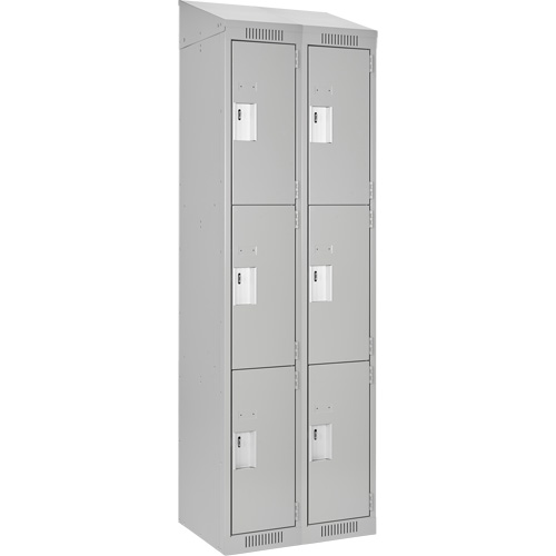 Clean Line Lockers, 3 -tier, Bank of 2, 24" x 18" x 78", Steel, Grey, Rivet (Assembled) Nuna Depot Inc.