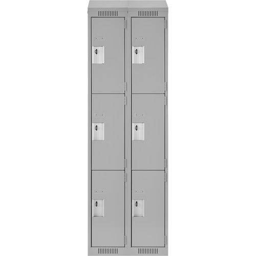 Clean Line Lockers, 3 -tier, Bank of 2, 24" x 18" x 78", Steel, Grey, Rivet (Assembled) Nuna Depot Inc.