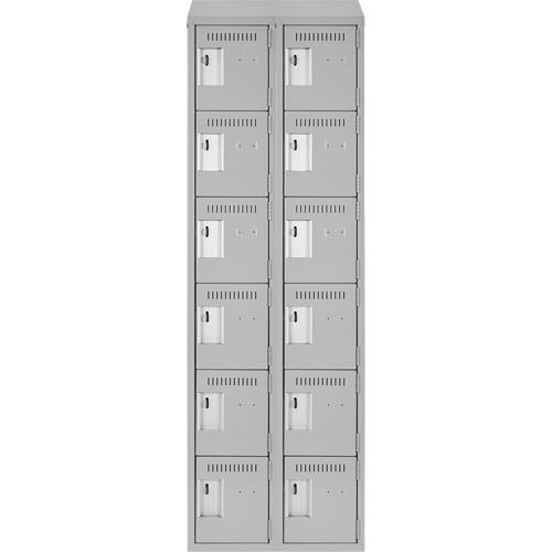 Clean Line Lockerette , 6 -tier, Bank of 2, 24" x 18" x 78", Steel, Grey, Rivet (Assembled) Nuna Depot Inc.