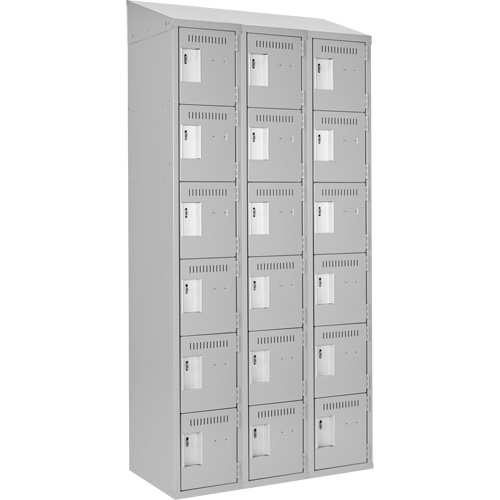 Clean Line Lockerette , 6 -tier, Bank of 3, 36" x 18" x 78", Steel, Grey, Rivet (Assembled) Nuna Depot Inc.