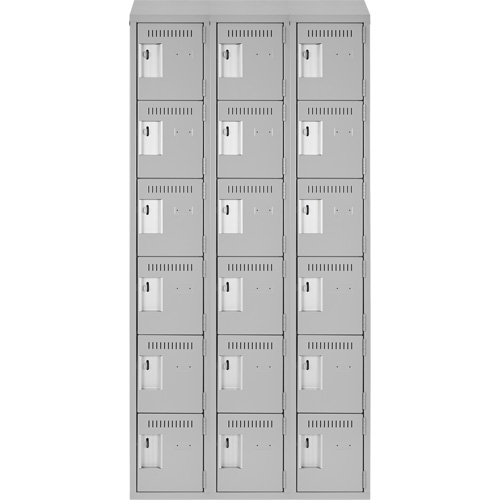 Clean Line Lockerette , 6 -tier, Bank of 3, 36" x 18" x 78", Steel, Grey, Rivet (Assembled) Nuna Depot Inc.