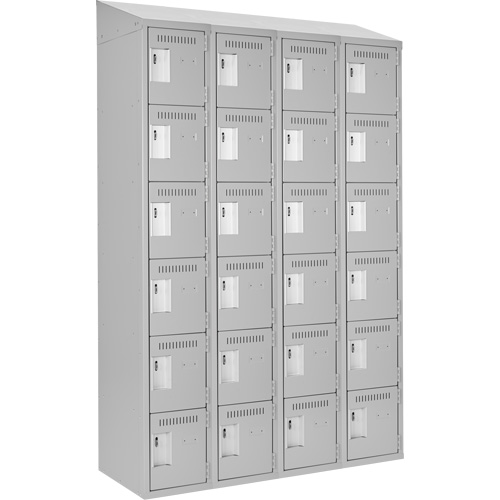 Clean Line Lockerette , 6 -tier, Bank of 4, 48" x 18" x 78", Steel, Grey, Rivet (Assembled) Nuna Depot Inc.