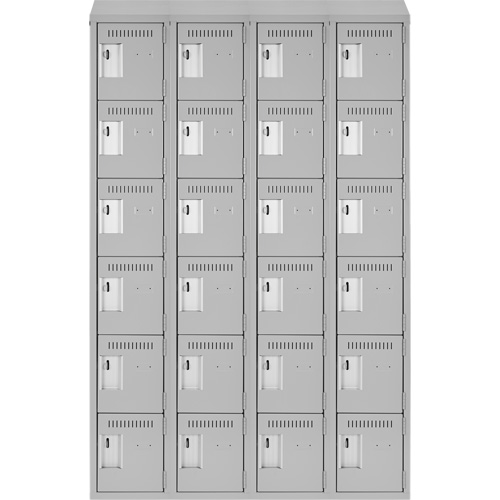 Clean Line Lockerette , 6 -tier, Bank of 4, 48" x 18" x 78", Steel, Grey, Rivet (Assembled) Nuna Depot Inc.