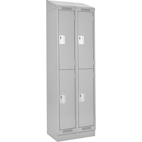 Clean Line Lockers, 2 -tier, Bank of 2, 24" x 18" x 82", Steel, Grey, Rivet (Assembled) Nuna Depot Inc.