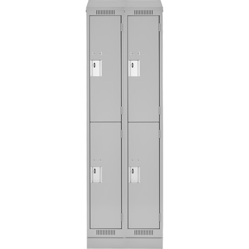 Clean Line Lockers, 2 -tier, Bank of 2, 24" x 18" x 82", Steel, Grey, Rivet (Assembled) Nuna Depot Inc.