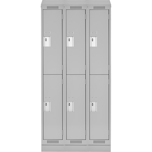 Clean Line Lockers, 2 -tier, Bank of 3, 36" x 18" x 82", Steel, Grey, Rivet (Assembled) Nuna Depot Inc.
