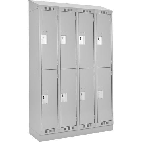 Clean Line Lockers, 2 -tier, Bank of 4, 48" x 18" x 82", Steel, Grey, Rivet (Assembled) Nuna Depot Inc.