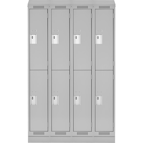 Clean Line Lockers, 2 -tier, Bank of 4, 48" x 18" x 82", Steel, Grey, Rivet (Assembled) Nuna Depot Inc.
