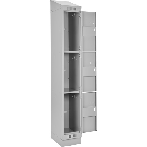 Clean Line Lockers, 3 -tier, Bank of 4, 48" x 18" x 82", Steel, Grey, Rivet (Assembled) Nuna Depot Inc.