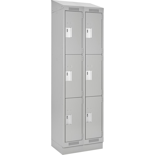 Clean Line Lockers, 3 -tier, Bank of 2, 24" x 18" x 82", Steel, Grey, Rivet (Assembled) Nuna Depot Inc.