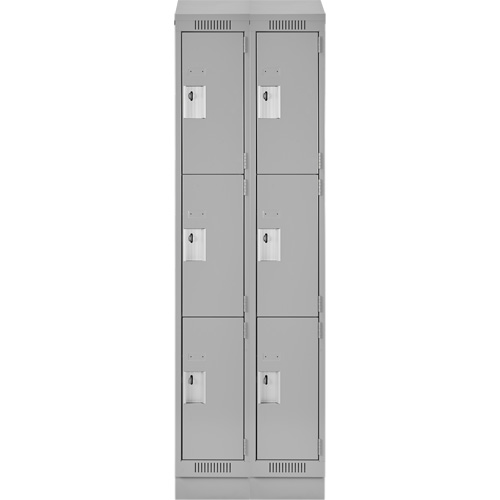 Clean Line Lockers, 3 -tier, Bank of 2, 24" x 18" x 82", Steel, Grey, Rivet (Assembled) Nuna Depot Inc.