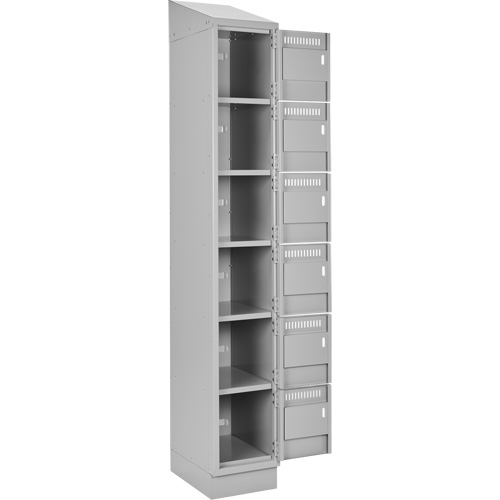 Clean Line Lockerette, 6 -tier, Bank of 4, 48" x 18" x 82", Steel, Grey, Rivet (Assembled) Nuna Depot Inc.