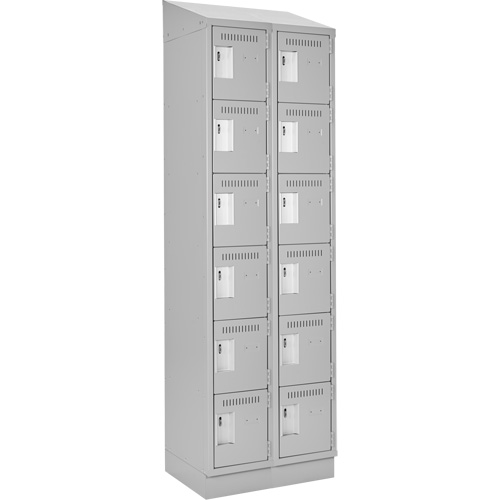 Clean Line Lockerette, 6 -tier, Bank of 2, 24" x 18" x 82", Steel, Grey, Rivet (Assembled) Nuna Depot Inc.