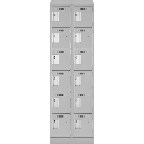 Clean Line Lockerette, 6 -tier, Bank of 2, 24" x 18" x 82", Steel, Grey, Rivet (Assembled) Nuna Depot Inc.