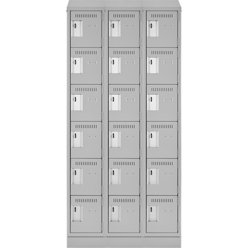 Clean Line Lockerette, 6 -tier, Bank of 3, 36" x 18" x 82", Steel, Grey, Rivet (Assembled) Nuna Depot Inc.