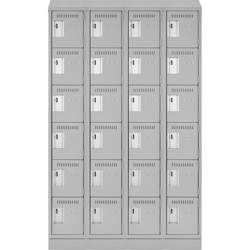 Clean Line Lockerette, 6 -tier, Bank of 4, 48" x 18" x 82", Steel, Grey, Rivet (Assembled) Nuna Depot Inc.