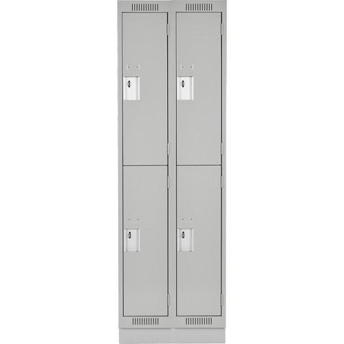 Clean Line Lockers, 2 -tier, Bank of 2, 24" x 18" x 76", Steel, Grey, Rivet (Assembled) Nuna Depot Inc.