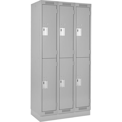 Casiers Clean Line, 2 niveaux, Bloc de 3, 36" x 18" x 76", Acier, Gris, Rivet (assembl&eacute;) Nuna Depot Inc.