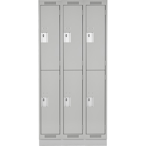 Casiers Clean Line, 2 niveaux, Bloc de 3, 36" x 18" x 76", Acier, Gris, Rivet (assembl&eacute;) Nuna Depot Inc.