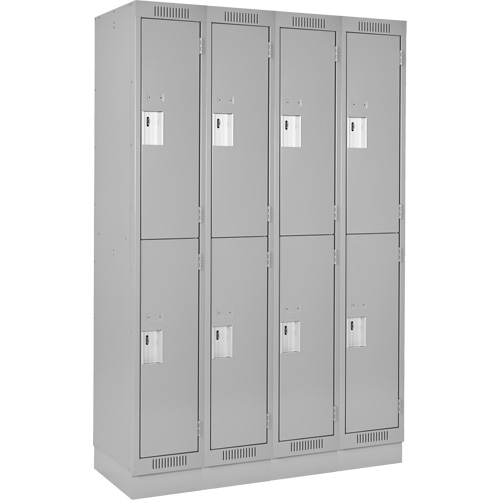 Casiers Clean Line, 2 niveaux, Bloc de 4, 48" x 18" x 76", Acier, Gris, Rivet (assembl&eacute;) Nuna Depot Inc.