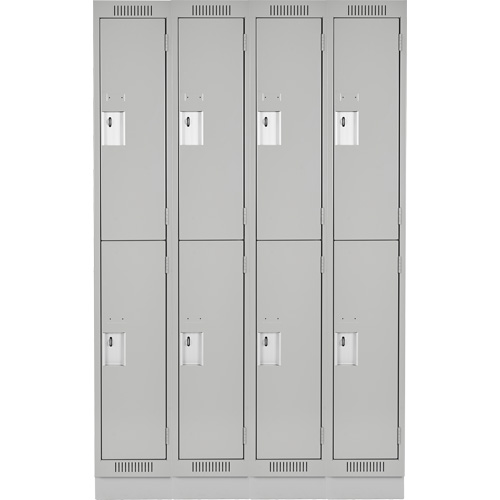Casiers Clean Line, 2 niveaux, Bloc de 4, 48" x 18" x 76", Acier, Gris, Rivet (assembl&eacute;) Nuna Depot Inc.