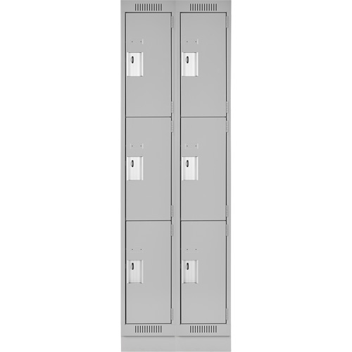 Clean Line Lockers, 3 -tier, Bank of 2, 24" x 18" x 76", Steel, Grey, Rivet (Assembled) Nuna Depot Inc.