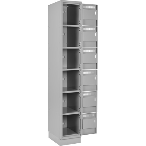 Clean Line Lockerette, 6 -tier, Bank of 3, 36" x 18" x 76", Steel, Grey, Rivet (Assembled) Nuna Depot Inc.