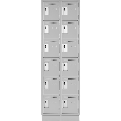 Clean Line Lockerette, 6 -tier, Bank of 2, 24" x 18" x 76", Steel, Grey, Rivet (Assembled) Nuna Depot Inc.