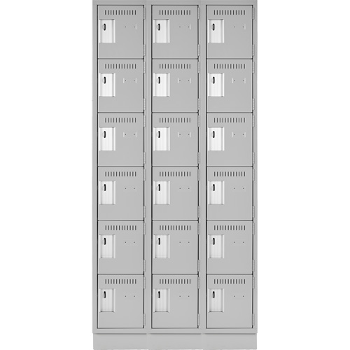 Clean Line Lockerette, 6 -tier, Bank of 3, 36" x 18" x 76", Steel, Grey, Rivet (Assembled) Nuna Depot Inc.