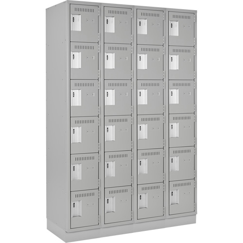 Clean Line Lockerette, 6 -tier, Bank of 4, 48" x 18" x 76", Steel, Grey, Rivet (Assembled) Nuna Depot Inc.