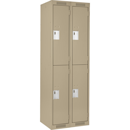 Clean Line Lockers, 2 -tier, Bank of 2, 24" x 18" x 72", Steel, Beige, Rivet (Assembled) Nuna Depot Inc.