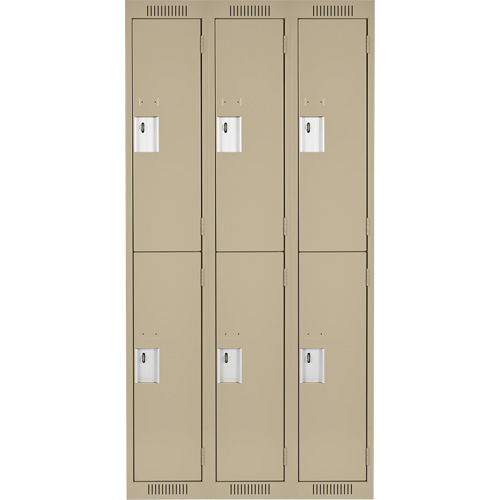 Clean Line Lockers, 2 -tier, Bank of 3, 36" x 18" x 72", Steel, Beige, Rivet (Assembled) Nuna Depot Inc.