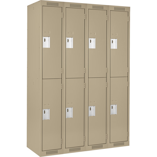 Clean Line Lockers, 2 -tier, Bank of 4, 48" x 18" x 72", Steel, Beige, Rivet (Assembled) Nuna Depot Inc.