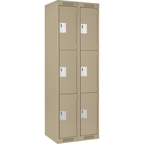 Casiers Clean Line, 3 niveaux, Bloc de 2, 24" x 18" x 72", Acier, Beige, Rivet (assembl&eacute;) Nuna Depot Inc.