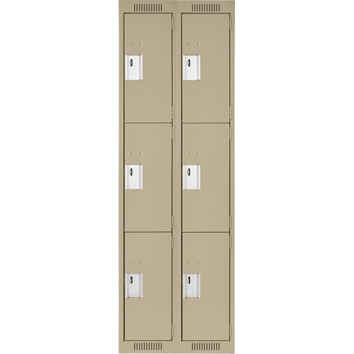 Casiers Clean Line, 3 niveaux, Bloc de 2, 24" x 18" x 72", Acier, Beige, Rivet (assembl&eacute;) Nuna Depot Inc.
