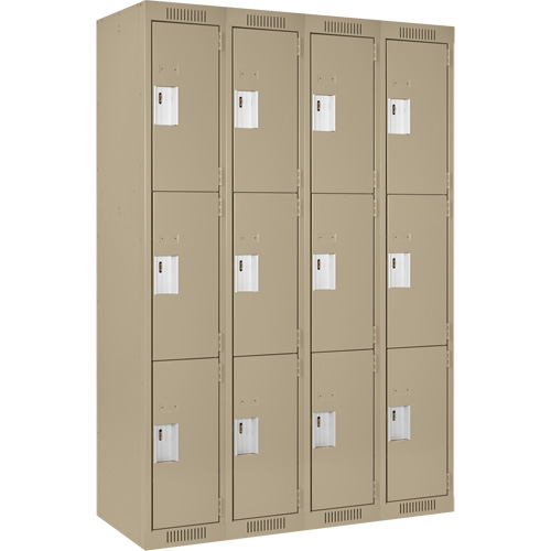Casiers Clean Line, 3 niveaux, Bloc de 4, 48" x 18" x 72", Acier, Beige, Rivet (assembl&eacute;) Nuna Depot Inc.