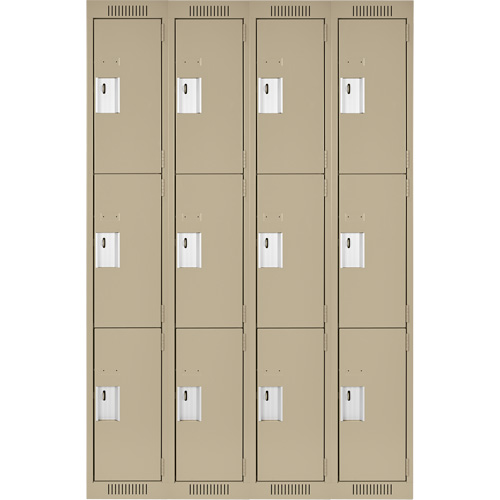 Casiers Clean Line, 3 niveaux, Bloc de 4, 48" x 18" x 72", Acier, Beige, Rivet (assembl&eacute;) Nuna Depot Inc.