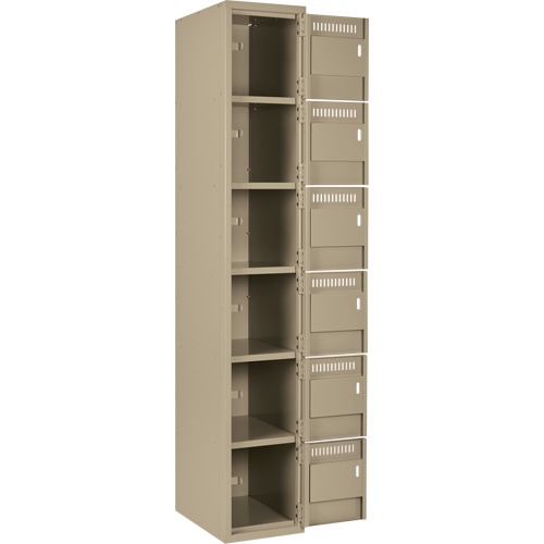Clean Line Lockerette, 6 -tier, Bank of 3, 36" x 18" x 72", Steel, Beige, Rivet (Assembled) Nuna Depot Inc.
