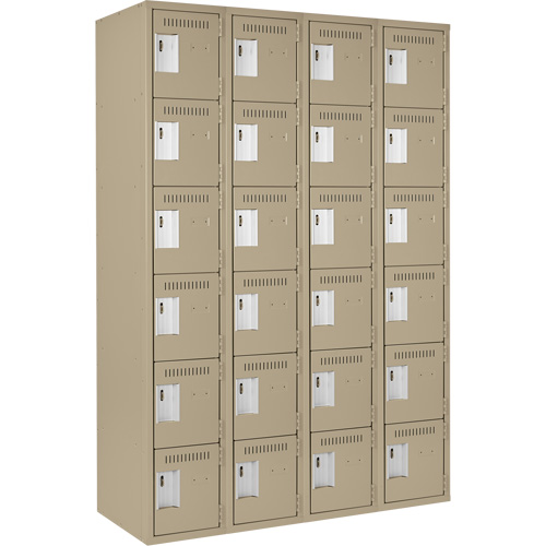 Clean Line Lockerette, 6 -tier, Bank of 4, 48" x 18" x 72", Steel, Beige, Rivet (Assembled) Nuna Depot Inc.
