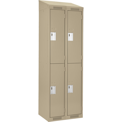 Clean Line Lockers, 2 -tier, Bank of 2, 24" x 18" x 78", Steel, Beige, Rivet (Assembled) Nuna Depot Inc.