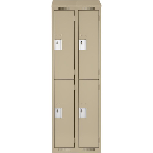Clean Line Lockers, 2 -tier, Bank of 2, 24" x 18" x 78", Steel, Beige, Rivet (Assembled) Nuna Depot Inc.