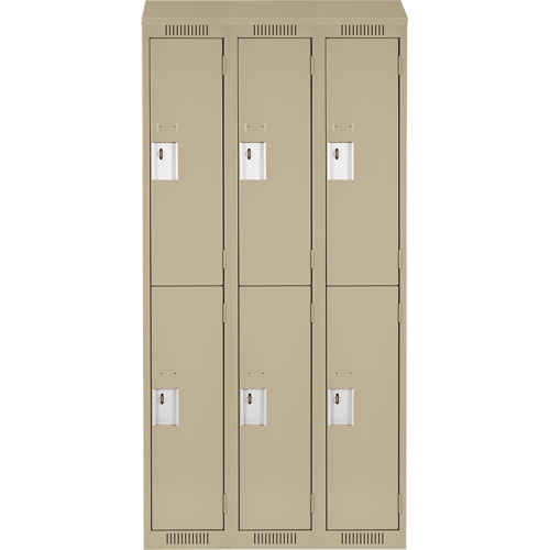 Clean Line Lockers, 2 -tier, Bank of 3, 36" x 18" x 78", Steel, Beige, Rivet (Assembled) Nuna Depot Inc.