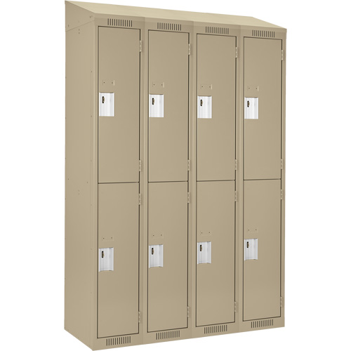 Clean Line Lockers, 2 -tier, Bank of 4, 48" x 18" x 78", Steel, Beige, Rivet (Assembled) Nuna Depot Inc.