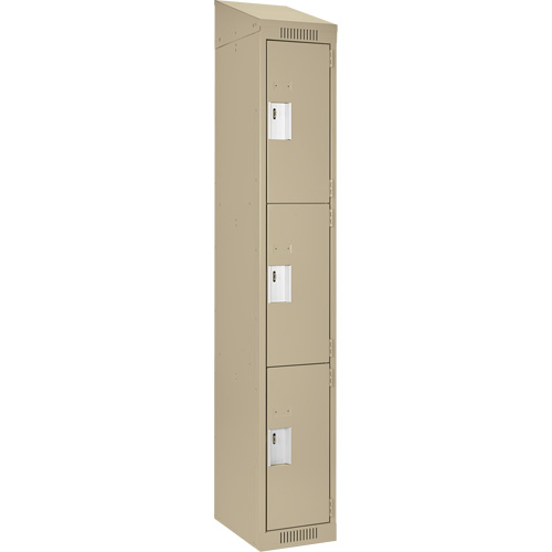 Clean Line Lockers, 3 -tier, 12" x 18" x 78", Steel, Beige, Rivet (Assembled) Nuna Depot Inc.