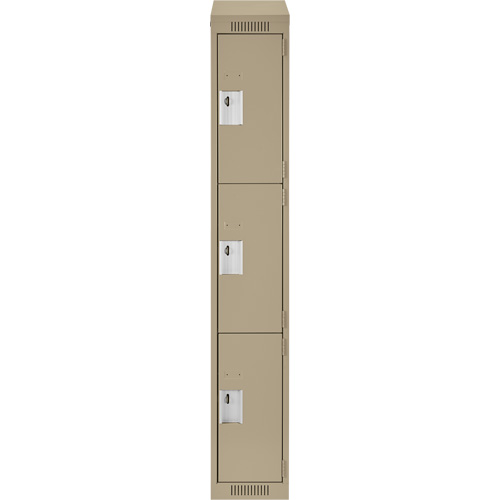 Clean Line Lockers, 3 -tier, 12" x 18" x 78", Steel, Beige, Rivet (Assembled) Nuna Depot Inc.